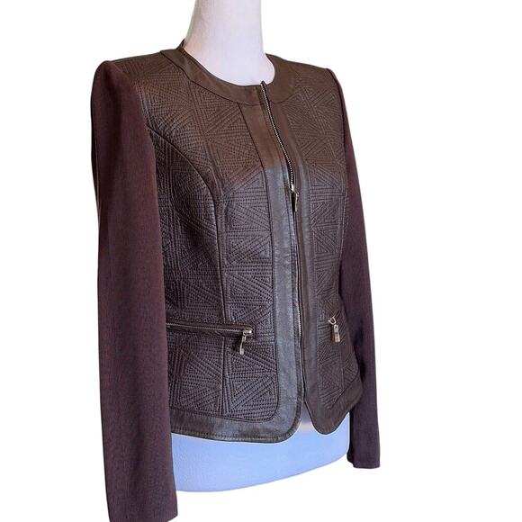EUC Nygard Collection Leather Full Zip Jacket Sweater Size P4-6 - Picture 1 of 7